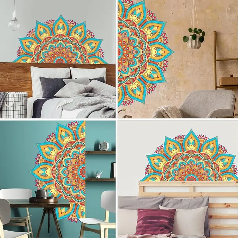 Colourful Mandala Lotus Wall Stickers, Home Room Decoration, Meditation, Stickers Wall Stickers, Yoga Studio Poster
