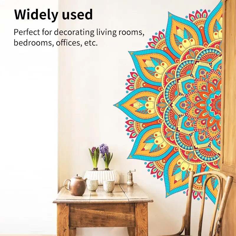 Colourful Mandala Lotus Wall Stickers, Home Room Decoration, Meditation, Stickers Wall Stickers, Yoga Studio Poster