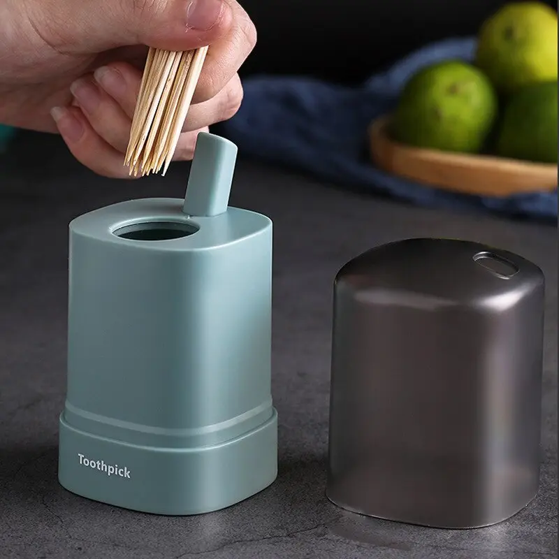 Press Type Toothpick Holder Automatic Pop-up Toothpick Box Hotel Restaurant Kitchen Desktop Organizer Cleaning Dental Tools