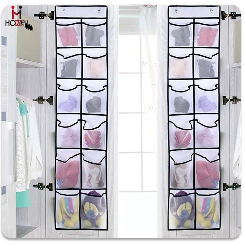 12 Compartments Behind The Door Shoe Storage Hanging Bag Mesh Pocket Slippers Organizing Non-woven Storage Bag G588