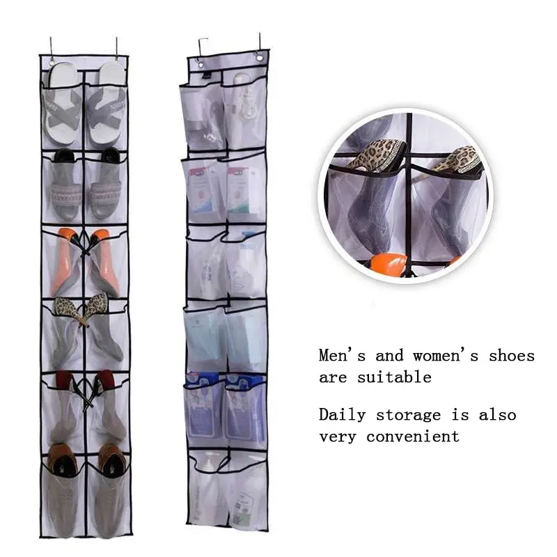 12 Compartments Behind The Door Shoe Storage Hanging Bag Mesh Pocket Slippers Organizing Non-woven Storage Bag G588