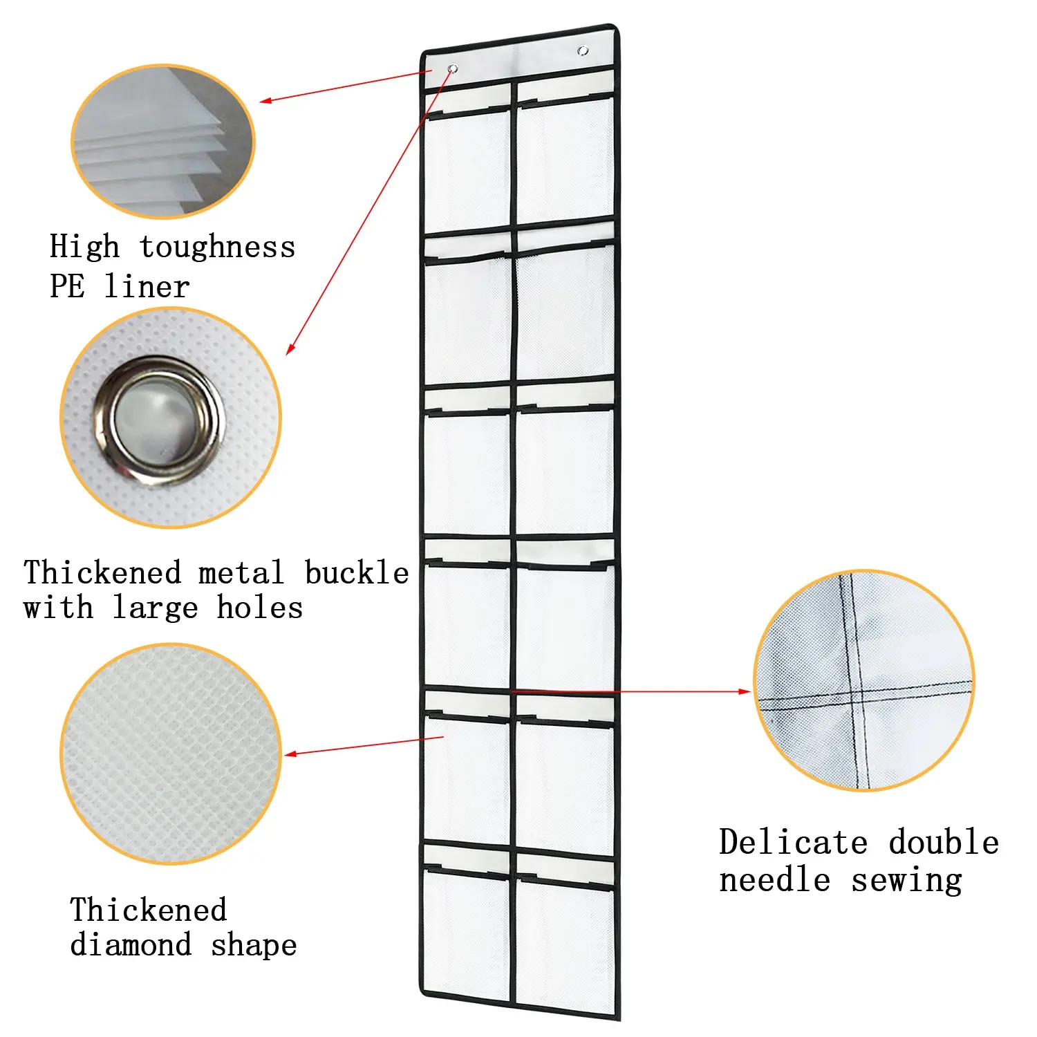 12 Compartments Behind The Door Shoe Storage Hanging Bag Mesh Pocket Slippers Organizing Non-woven Storage Bag G588