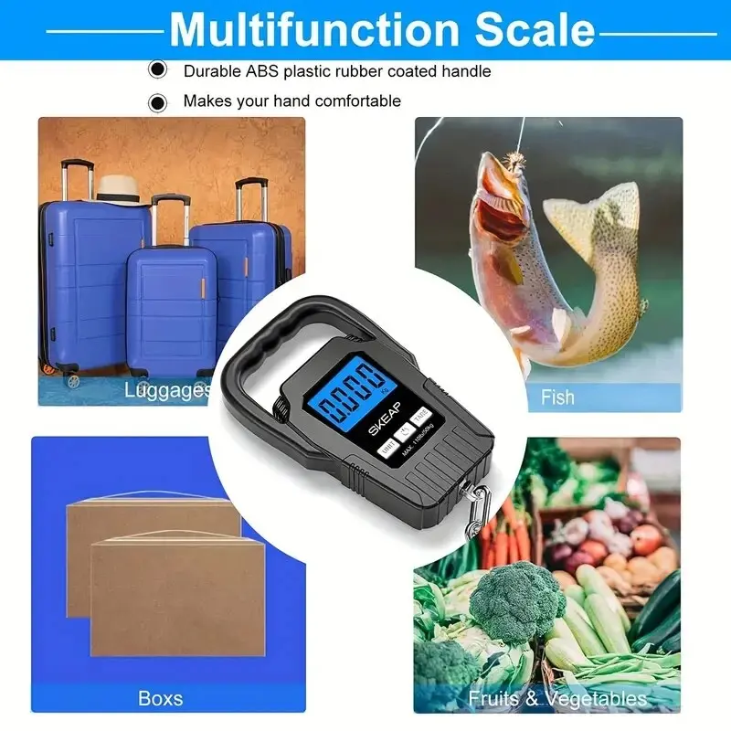 1pc Portable Digital Fishing Scale Courier Scale Luggage Scale Measures Up To 110lb/50kg Perfect For Travel And Fishing Trips