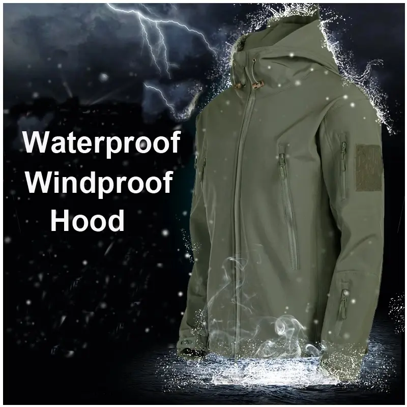 Winter Autumn Fleece Men's Jacket Tactical Waterproof Suit Outdoor Fishing Mountaineering Camping Sportswear Coat To Keep Warm