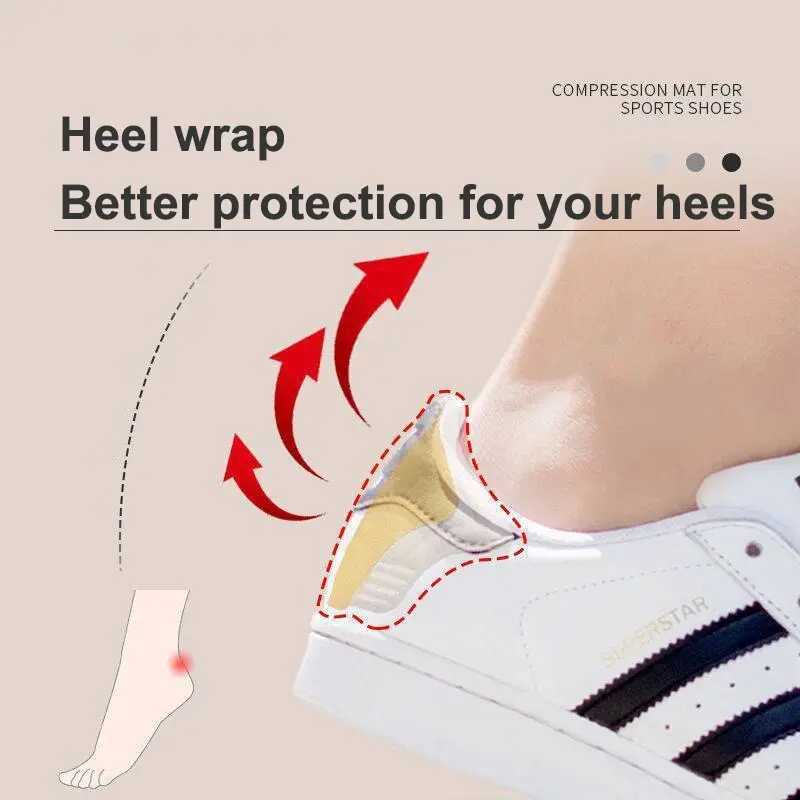1pair Insoles Heel Pads Lightweight For Sport Shoes Adjustable Size Back Sticker Thicker Antiwear Feet Pad Cushion Foot Care