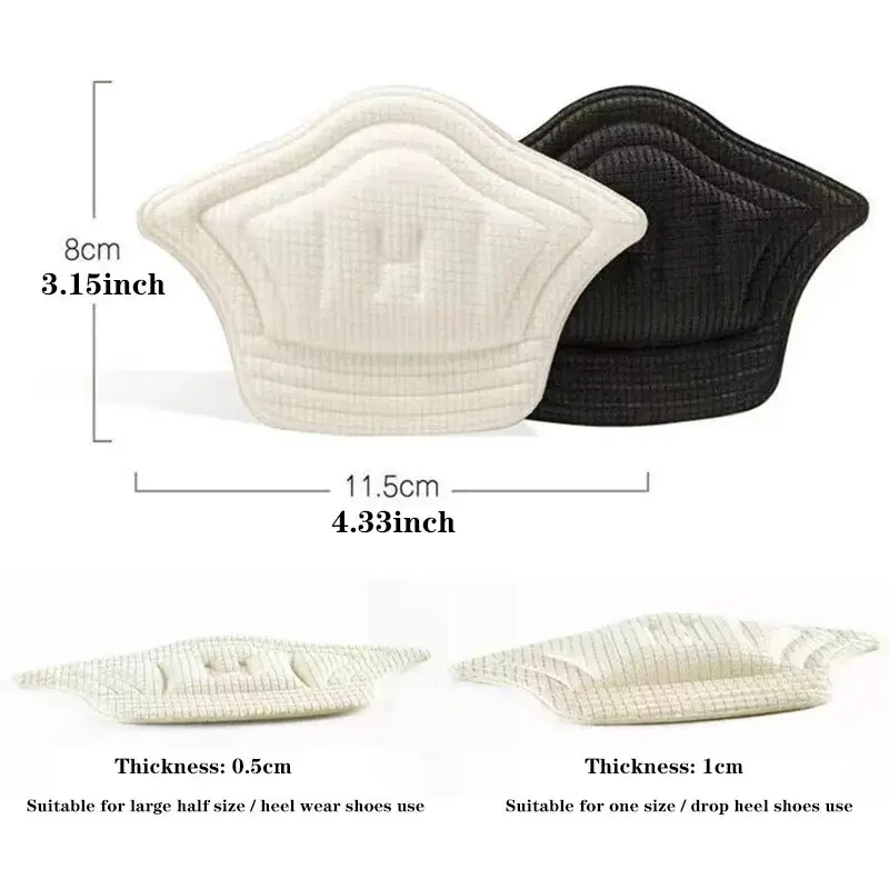 1pair Insoles Heel Pads Lightweight For Sport Shoes Adjustable Size Back Sticker Thicker Antiwear Feet Pad Cushion Foot Care
