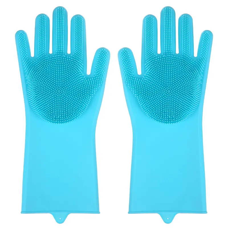 Silicone Dishwashing Gloves Dishwashing and Laundry Insulated Kitchen Cleaning Household Gloves Pet Bathing Gloves