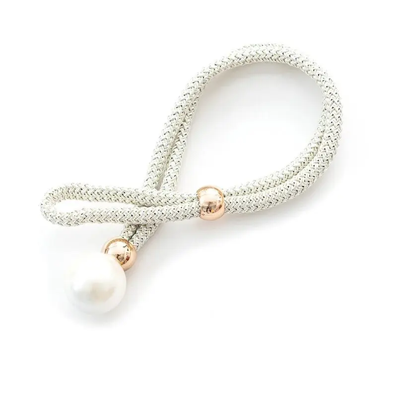 2pcs Pearl Curtain Tiebacks, Curtain Pearl Tiebacks, Decorative Fixings, Rope Curtain Tiebacks No Punch Adjustable Pull-outs
