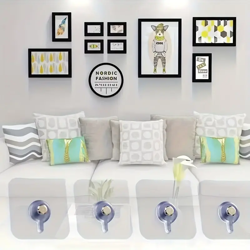 10pcs Punch Free Wall Hook Heavy Duty Self-Adhesive Wall Hooks for Hanging Pictures and Frames for Home Decor and Organization