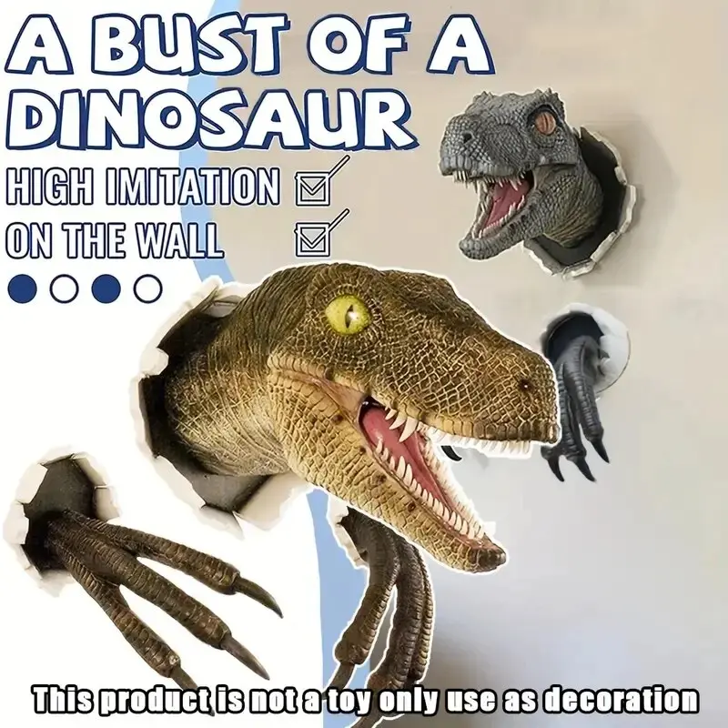3 Pcs Velociraptor Wall Decoration , Holiday Party Decoration, Dinosaur Wall Statue Crafts, 3D Wall Fixtures
