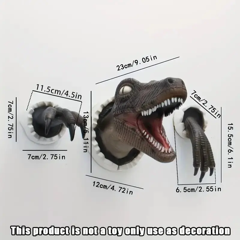 3 Pcs Velociraptor Wall Decoration , Holiday Party Decoration, Dinosaur Wall Statue Crafts, 3D Wall Fixtures