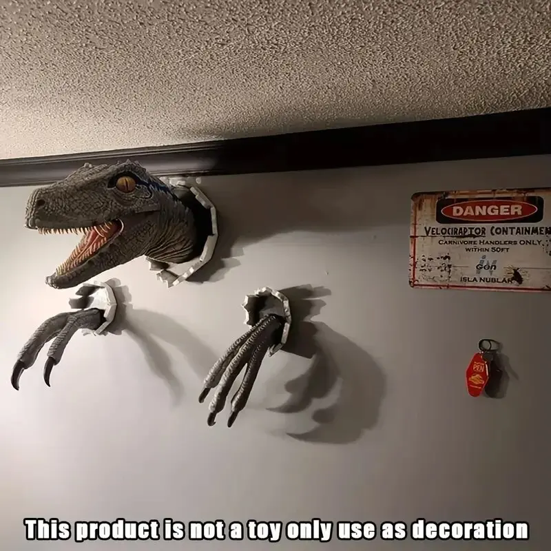 3 Pcs Velociraptor Wall Decoration , Holiday Party Decoration, Dinosaur Wall Statue Crafts, 3D Wall Fixtures