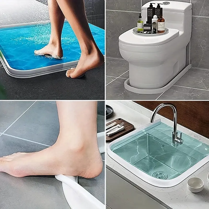 1PC 1-3M Bathroom Water Stopper Silicone Retaining Strip Water Shower Dam Flood Barrier Dry And Wet Separation Blocker