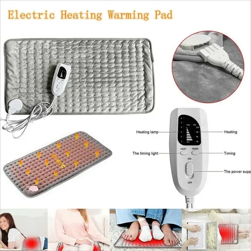 120w 230V Electric Heating Pad Shoulder Neck Back Spine Leg Pain Relief Timed Physiotherapy Winter Heater 75x40cm/60x30cm