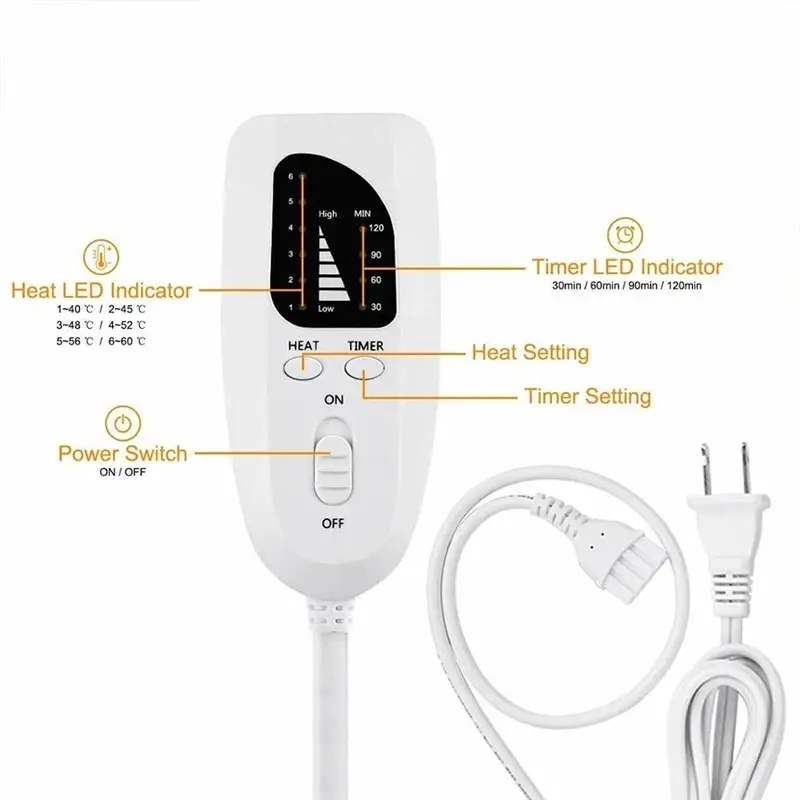 120w 230V Electric Heating Pad Shoulder Neck Back Spine Leg Pain Relief Timed Physiotherapy Winter Heater 75x40cm/60x30cm