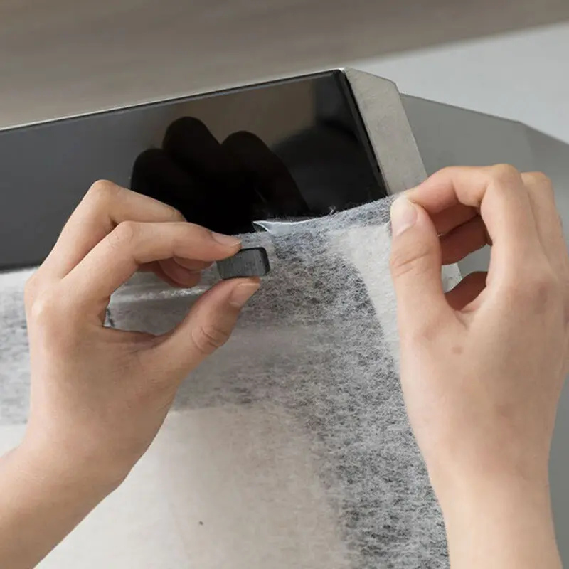 12pcs 43cmX45cm Kitchen Range Hood Oil-proof Oil-absorbing Paper Filter Disposable Side Suction Oil-absorbing Cotton