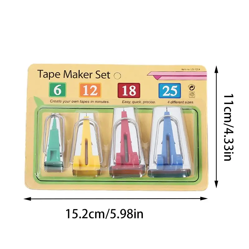 4pc Sewer DIY Quilting Tools Tape Maker Edger Bobbin Winder Piper Puller Set 6/9/12/18/25mm