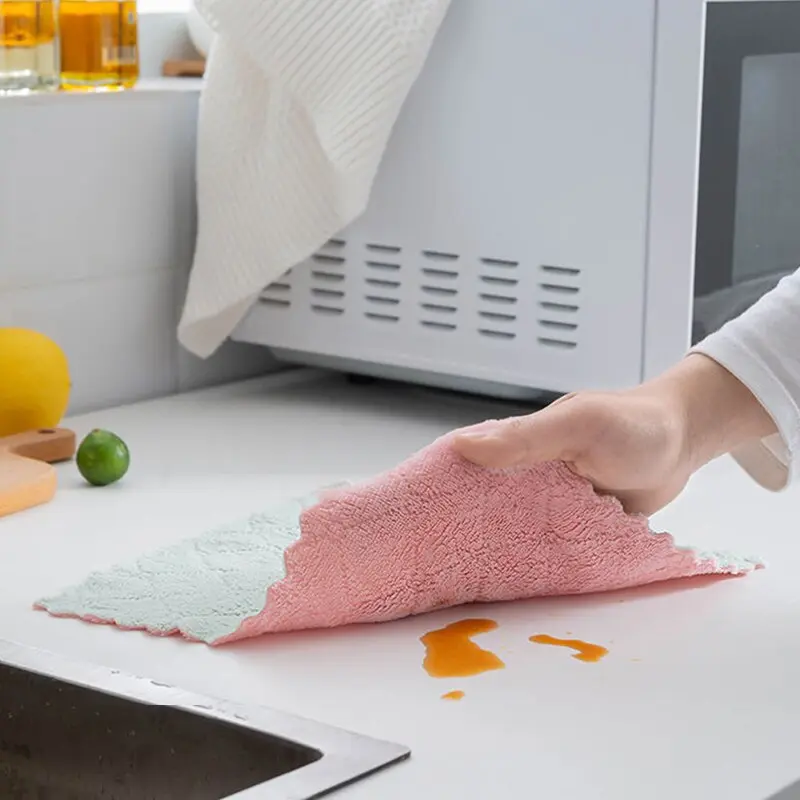 10/20pcs Dishwashing Cloth Kitchen Cleaning Wipes Household Multipurpose Absorbent Nonstick Oil Fiber Cleaning Cloth