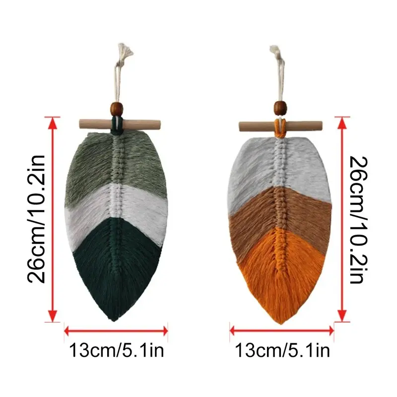 Bohemian Style Woven Leaves Hanging Wall Hanging Tapestry Set of 2 Home Decoration Cotton Thread Decorative Crafts Hangings
