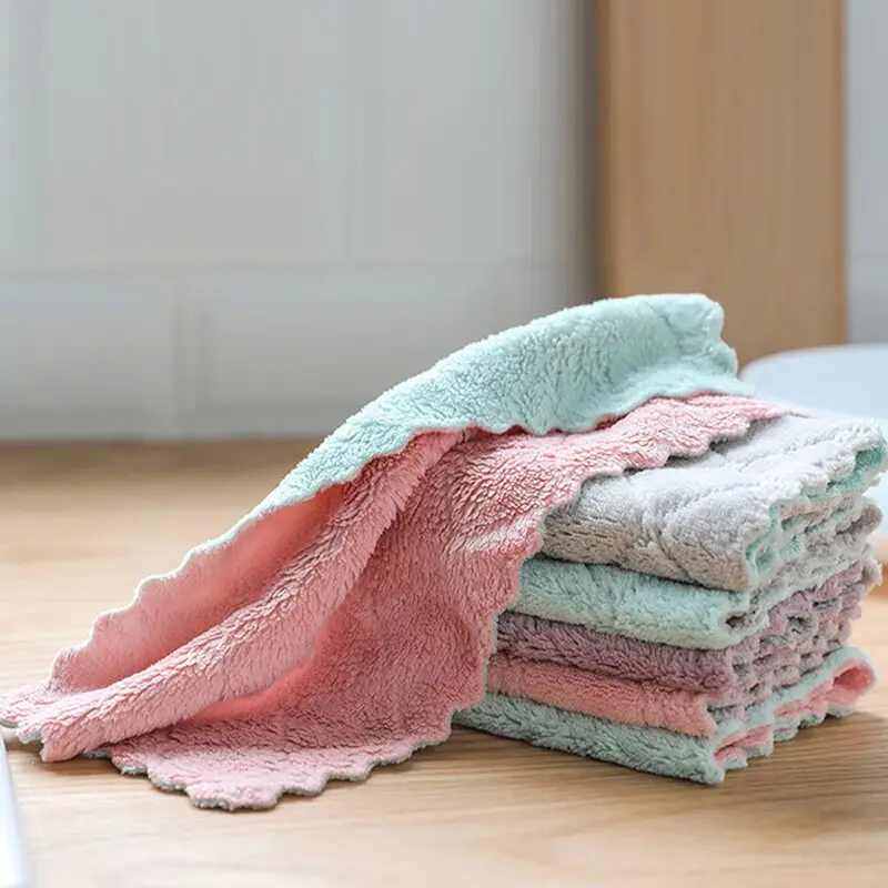 10/20pcs Dishwashing Cloth Kitchen Cleaning Wipes Household Multipurpose Absorbent Nonstick Oil Fiber Cleaning Cloth