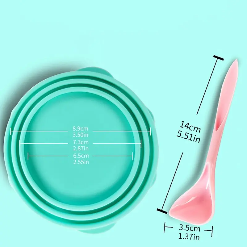 Pet Can Lid Food Storage Reusable Universal Silicone Preservation Sealing Lids Dog Cat Feeding Spoon Pet Feeding Supplies