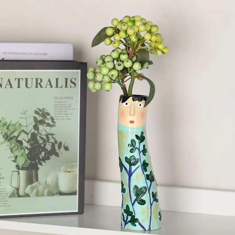 Bohemian Family Face Vase Handmade Resin Dried Flowers Home Decor Vase Crafts Bathroom Bookshelf Living Room Decoration
