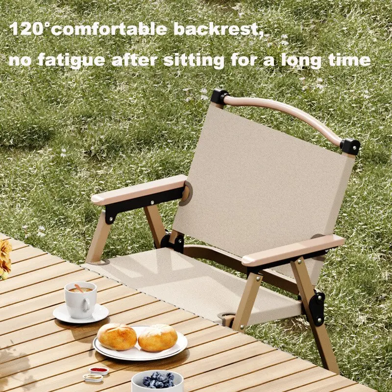 2pcs/1pcs Portable Camping Chair Outdoor Folding Chair Aluminum Alloy Wood Grain Folding Chair Camping Equipment Comite Chair