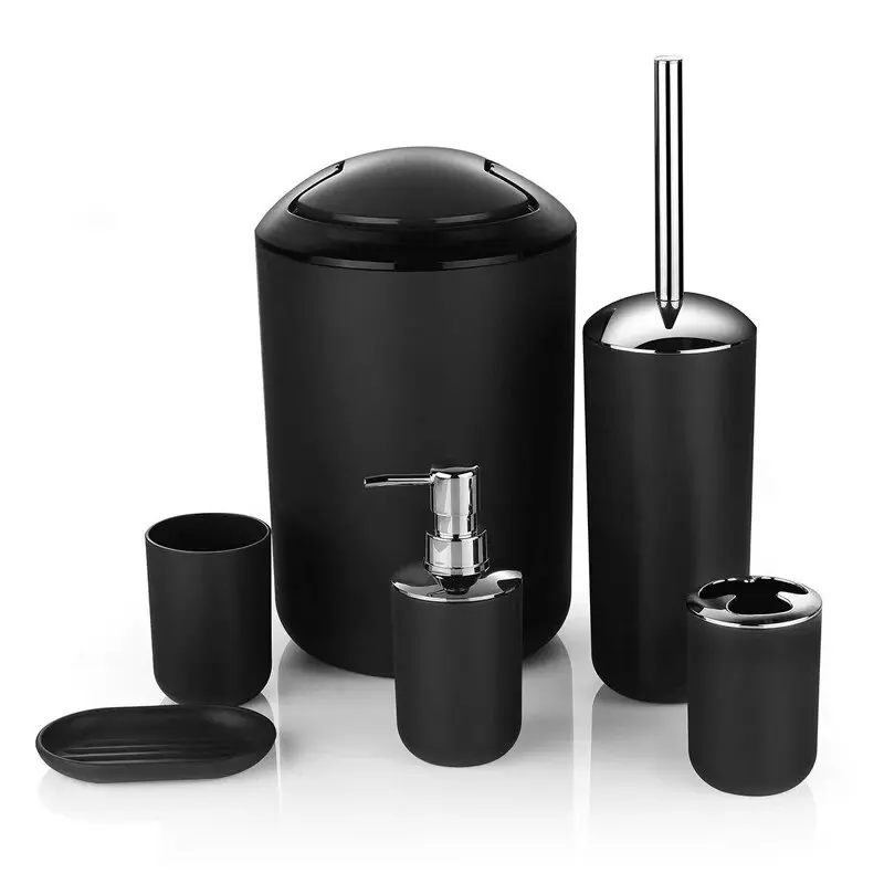 Bathroom Supplies 6pcs/Set of Toothbrush Holder Soap Box Toilet Brush Bathroom Storage Bathroom Wash Set Washable