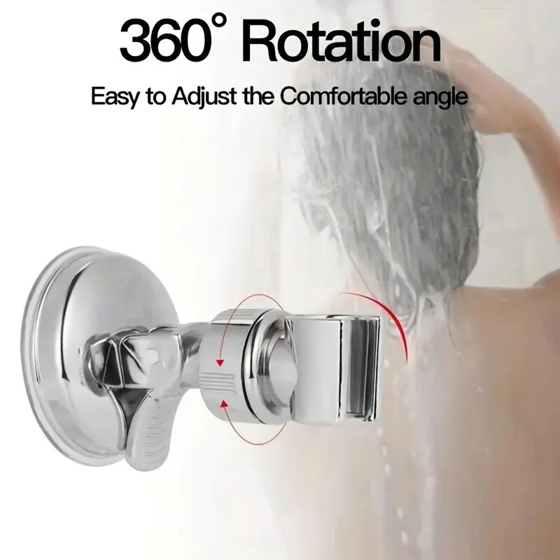 Shower Holder 360°Adjustable Self-adhesive Shower Head Stand Bracket, Suction Cup Shower Head Holder Bathroom Accessories