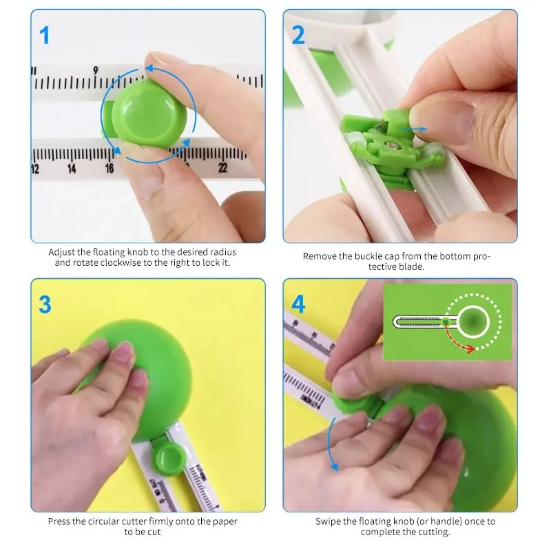 Round Cutter round Paper Cutter Multi-functional Paper Cutter Artwork Students DIY Handbook Greeting Card Making round Gauge