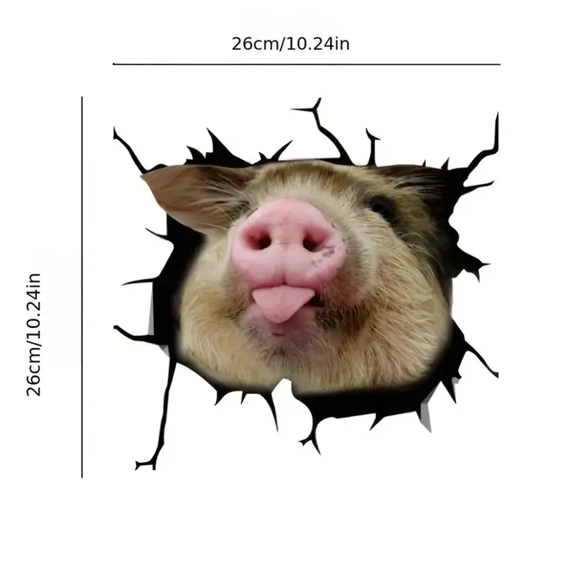Creative Funny Piggy Stickers, Animal Crack Car Stickers, 3D Cute Car Pet Stickers, Waterproof Car Window Stickers Creative Funn