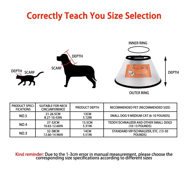 Elizabethan Collar Pet Anti-Bite Collar Dogs Cats Spay Medical Anti-Lick Collar Anti-Scratch Bite Pet Protection Supplies