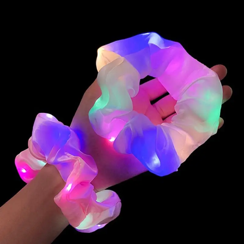 LED Glow-in-the-dark Large Sausage Headband Girl's Ponytail Headpiece Glow-in-the-dark Hair Accessories for Fancy Ideas