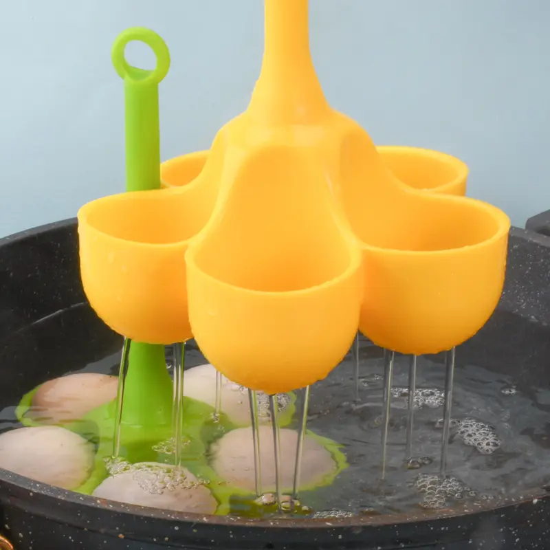 5 Hole Silicone Egg Cooker High Temperature Resistant Steamed Egg Tray Food Grade Complementary Food Tools