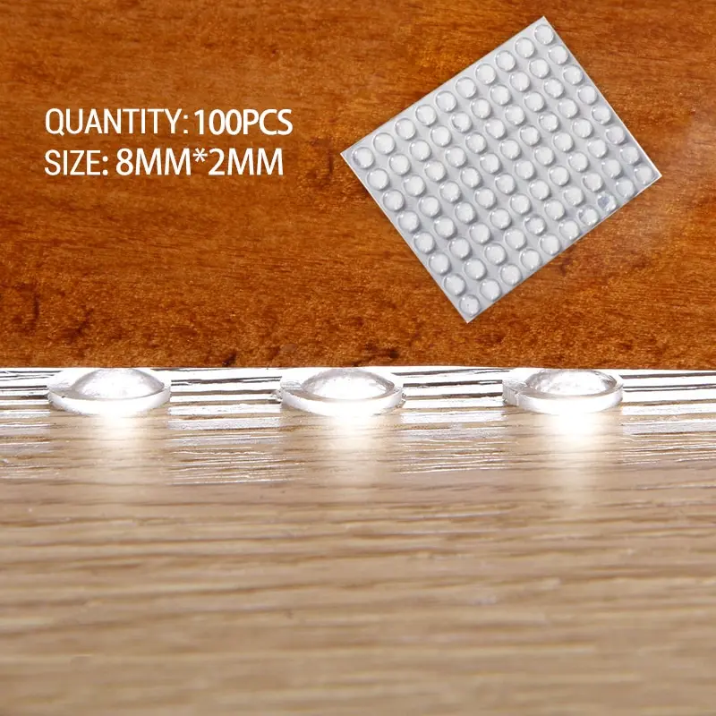 100pcs 8mmx2mm Transparent Silicone Granules Door Handle Sticker Transparent Anti Bump Silicone Cushioning Anti Slip Mat