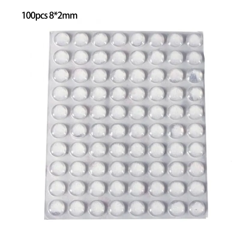 100pcs 8mmx2mm Transparent Silicone Granules Door Handle Sticker Transparent Anti Bump Silicone Cushioning Anti Slip Mat