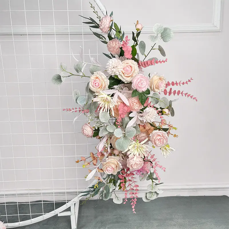 Wedding Flower Simulation Artificia Silk Flowers Arch Round Pavilion Art Window Decoration Wedding Props T Stage Leaf Hanging