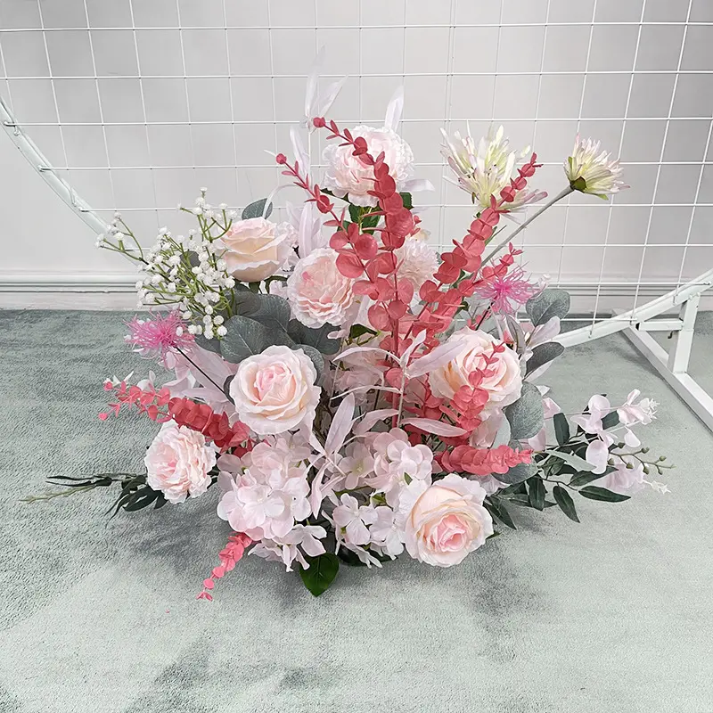 Wedding Flower Simulation Artificia Silk Flowers Arch Round Pavilion Art Window Decoration Wedding Props T Stage Leaf Hanging