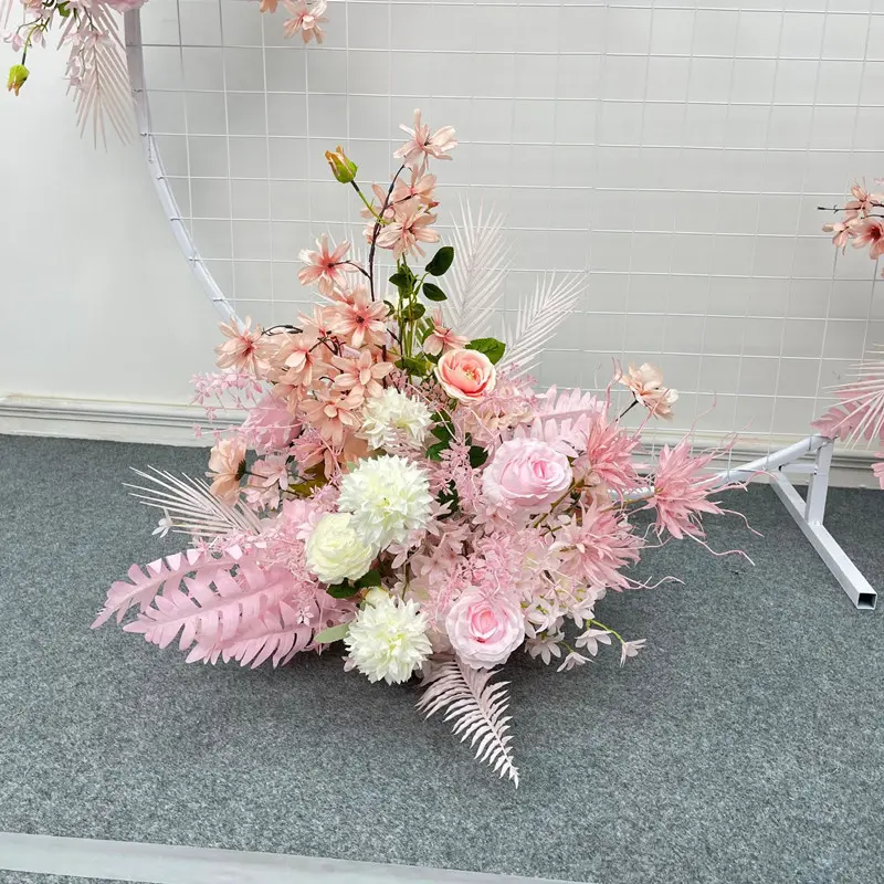 Wedding Flower Simulation Artificia Silk Flowers Arch Round Pavilion Art Window Decoration Wedding Props T Stage Leaf Hanging
