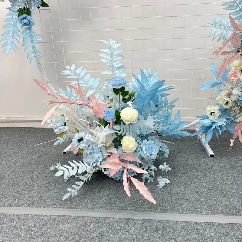 Wedding Flower Simulation Artificia Silk Flowers Arch Round Pavilion Art Window Decoration Wedding Props T Stage Leaf Hanging