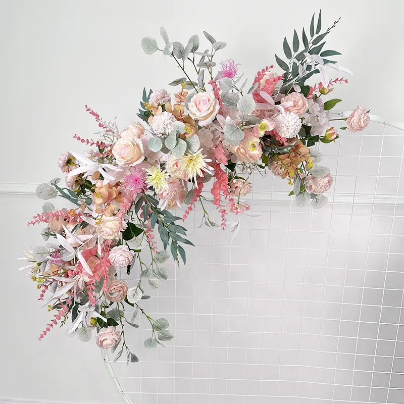 Wedding Flower Simulation Artificia Silk Flowers Arch Round Pavilion Art Window Decoration Wedding Props T Stage Leaf Hanging