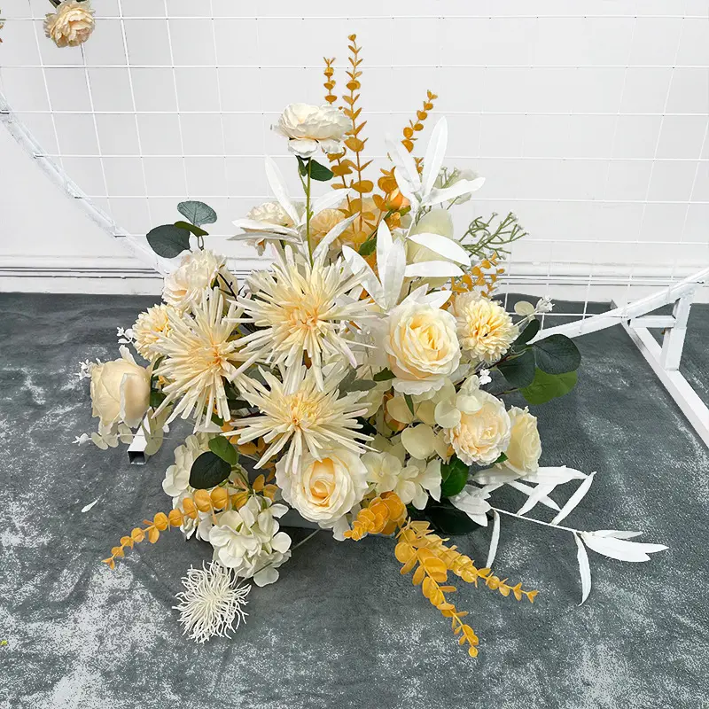 Wedding Flower Simulation Artificia Silk Flowers Arch Round Pavilion Art Window Decoration Wedding Props T Stage Leaf Hanging