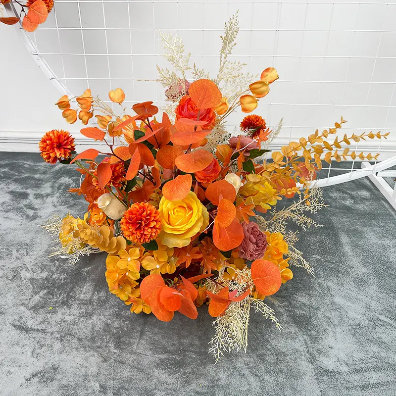Wedding Flower Simulation Artificia Silk Flowers Arch Round Pavilion Art Window Decoration Wedding Props T Stage Leaf Hanging