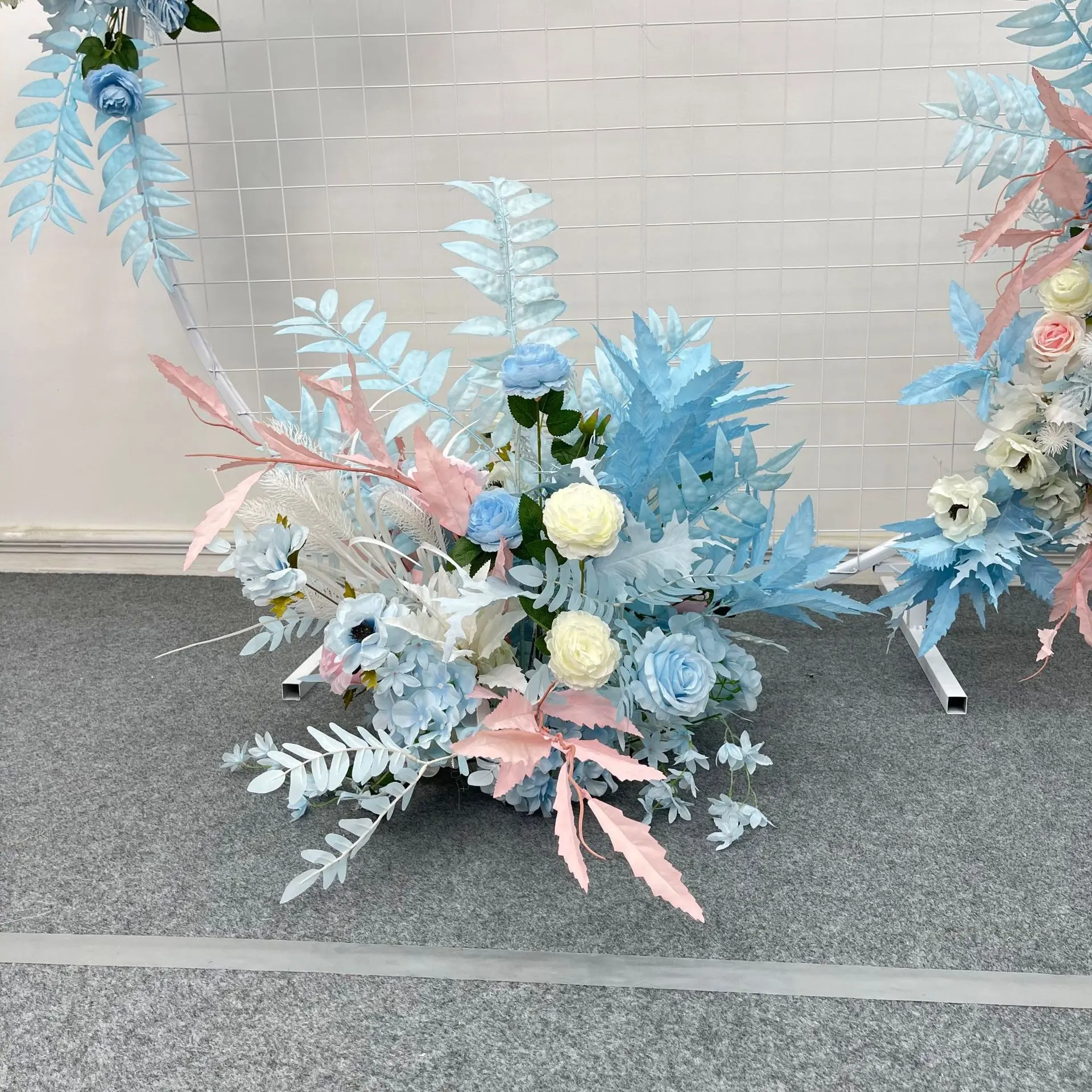 Wedding Flower Simulation Artificia Silk Flowers Arch Round Pavilion Art Window Decoration Wedding Props T Stage Leaf Hanging