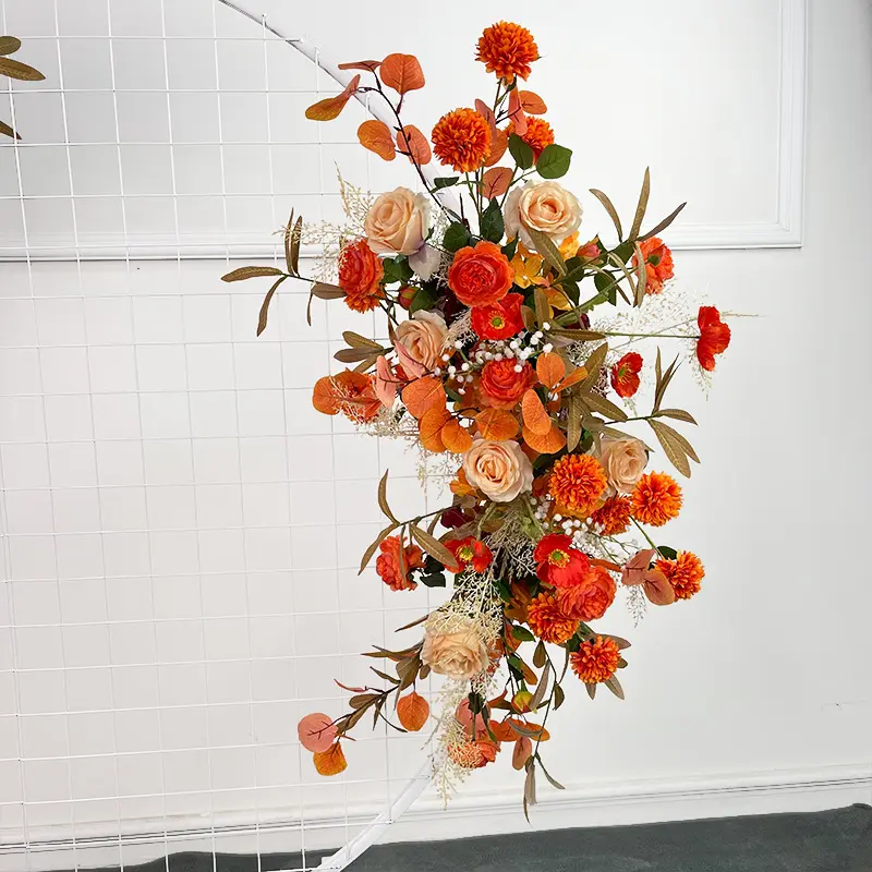 Wedding Flower Simulation Artificia Silk Flowers Arch Round Pavilion Art Window Decoration Wedding Props T Stage Leaf Hanging