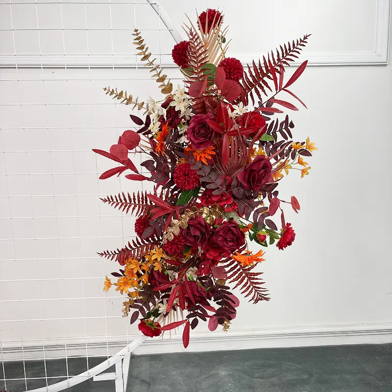 Wedding Flower Simulation Artificia Silk Flowers Arch Round Pavilion Art Window Decoration Wedding Props T Stage Leaf Hanging