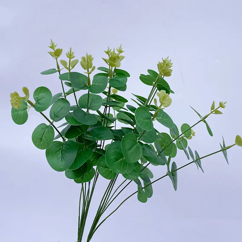 20 Heads 5 Branches Black Colorful Artificial Eucalyptus Leaves Green Plants Silk Flower Bouquet Wedding Home Party Decor Crafts