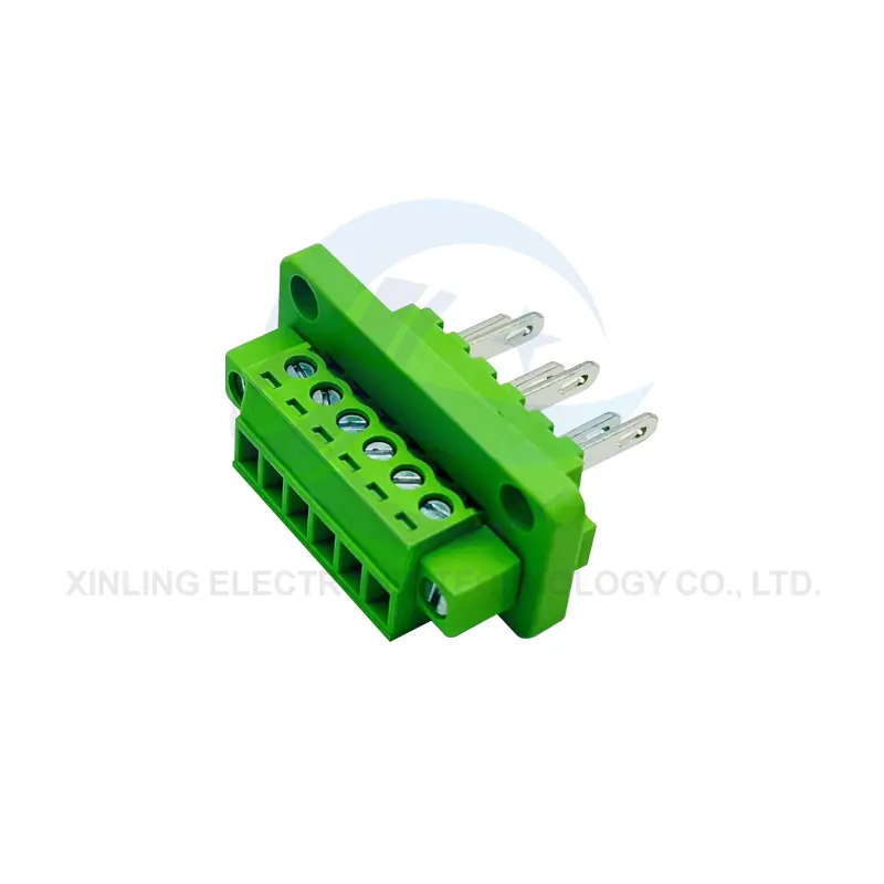 The wall butt screws secure the panel 15EDGWB/KM-3.5mm green terminal with flanged insert and pull terminal block