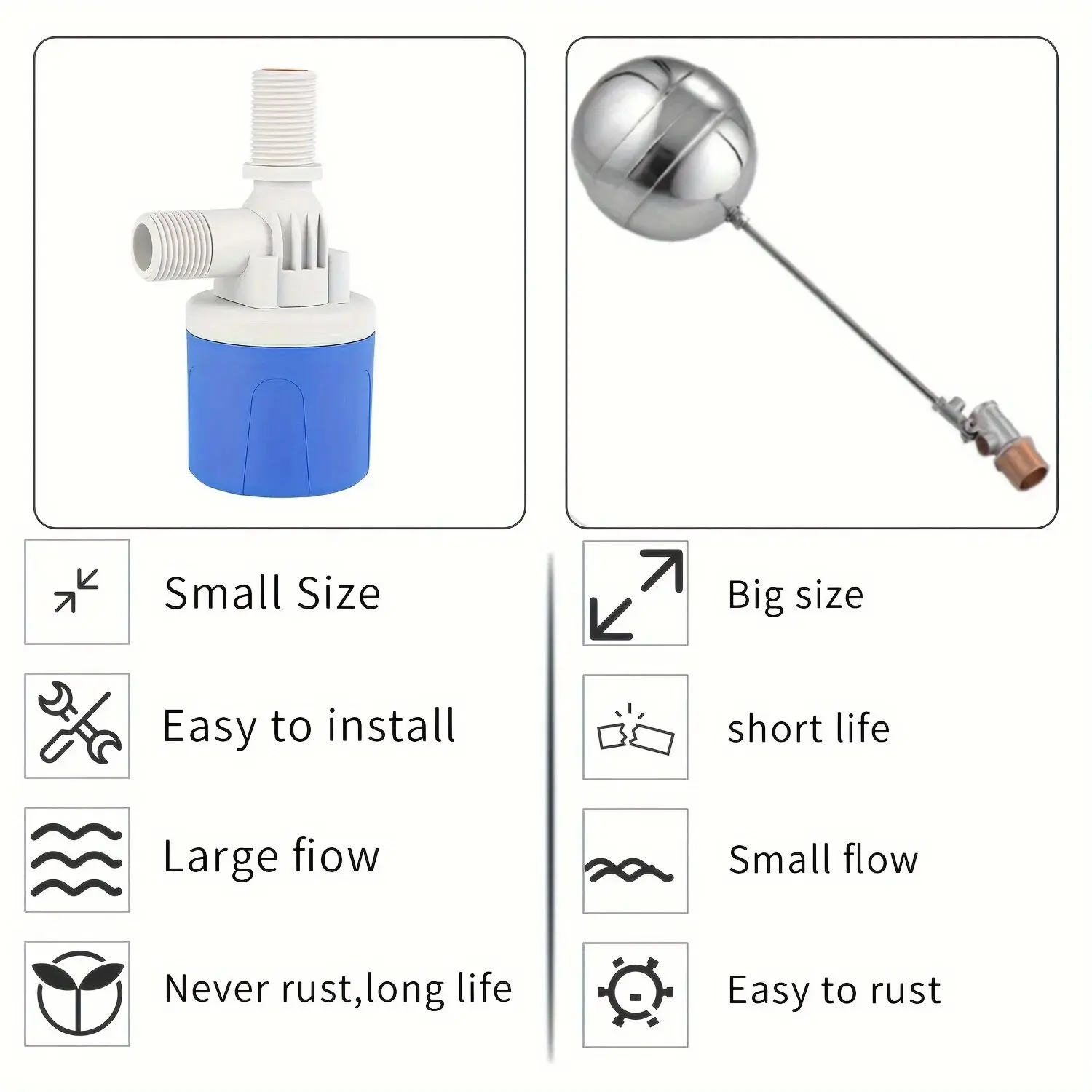 Fully Automatic Water Level Control Float Valve 1/2" Auto Shut Off Automatic Water Stop Automatic Water Make-up Controller
