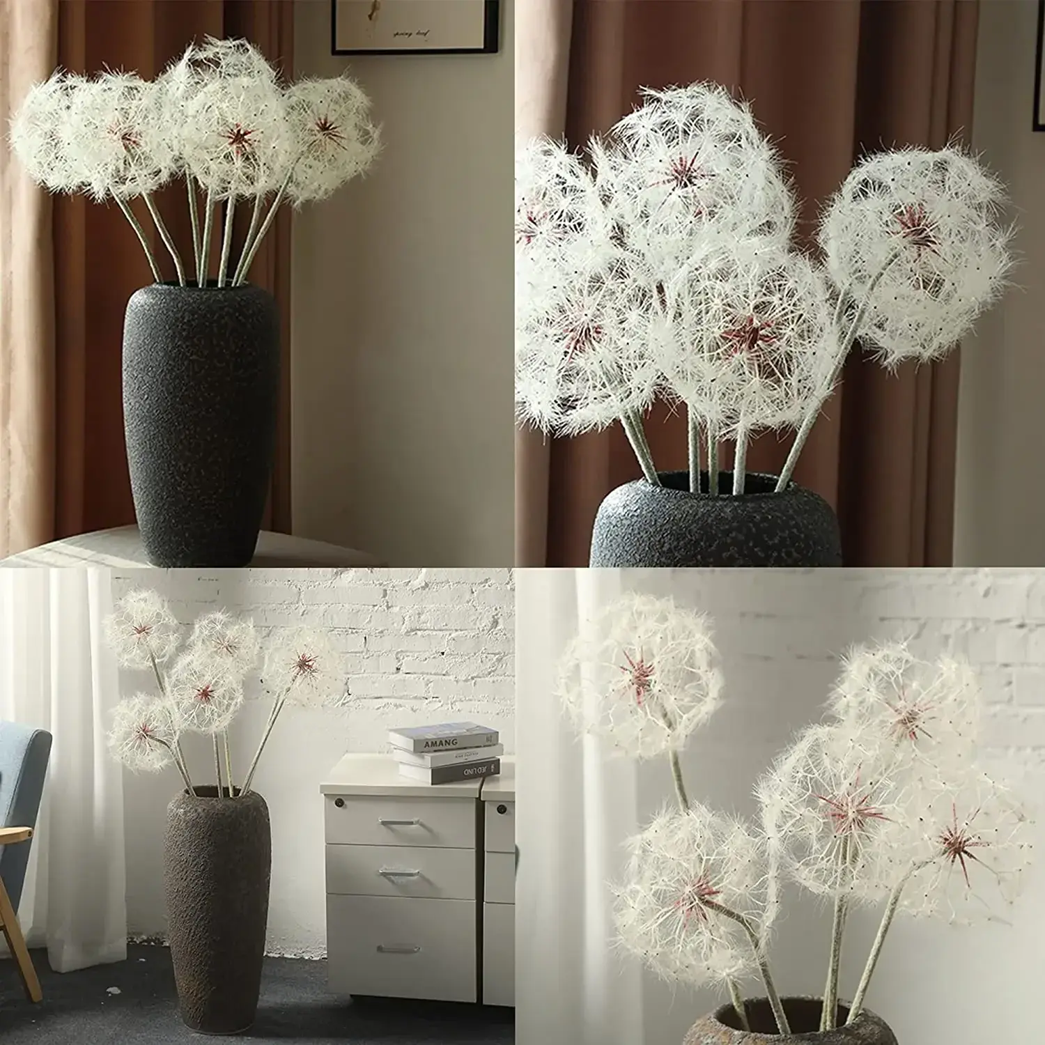 (2 Pcs)Artificial Dandelion Flower, Giant Faux Dandelion Flowers Artificial Dandelion Flowers for Home Decoration